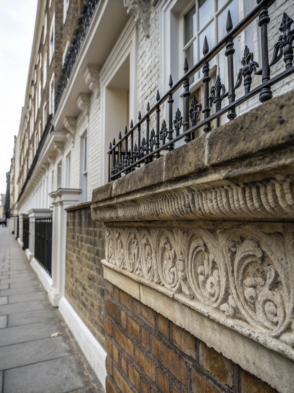 Victorian brownstone masonry detail in Boston South End